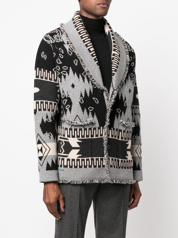Alanui intarsia-knit pattern cardigan - Black