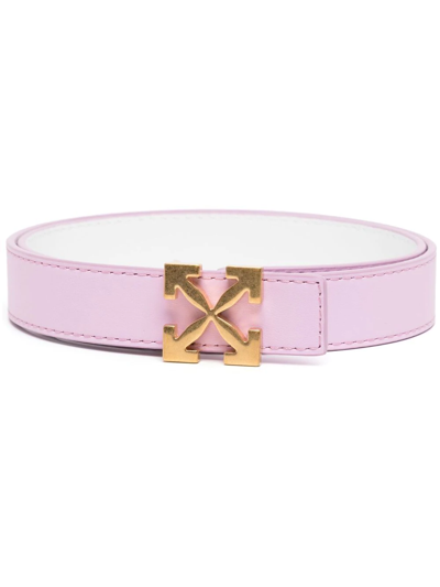 Shop Off-white Arrow-buckle Reversible Leather Belt In Pink