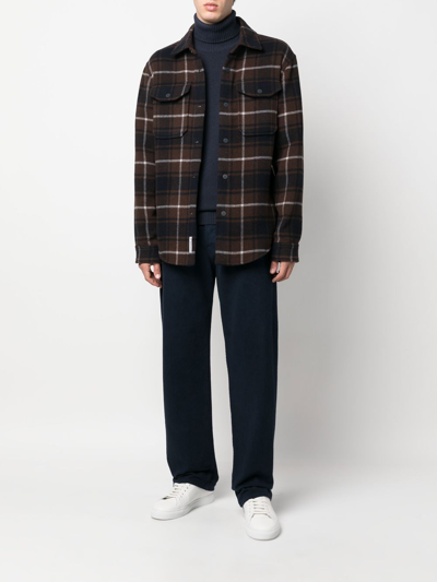 Shop Woolrich Plaid-check Shirt Jacket In Brown