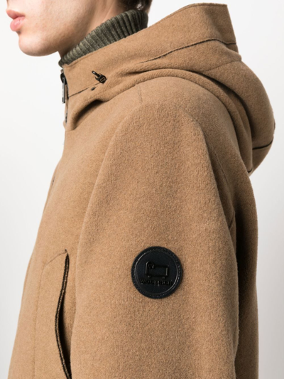 Shop Woolrich Padded Hooded Coat In Brown