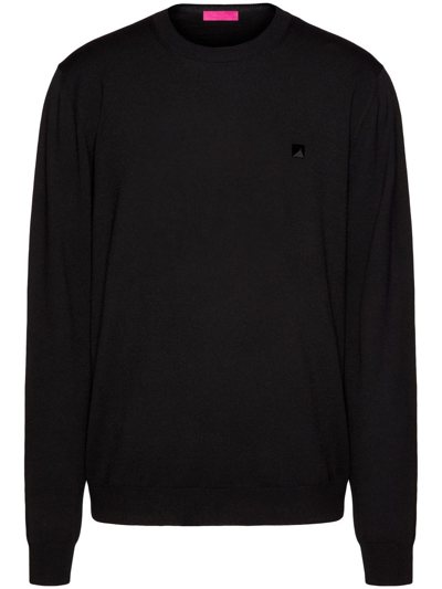 Shop Valentino Roman Stud Virgin Wool Jumper In Black