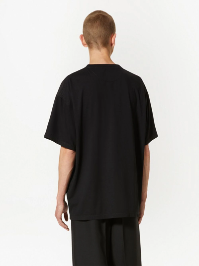 Shop Valentino Stud Detail Panelled T-shirt In Black