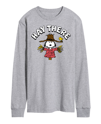 Airwaves Men's Peanuts Hay There Fleece T-shirt In Gray