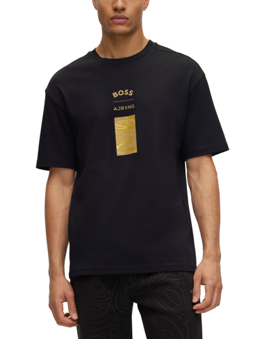 Hugo Boss Boss Logo T-shirt With Textured Graphic X Ajbxng Black Cotton |  ModeSens