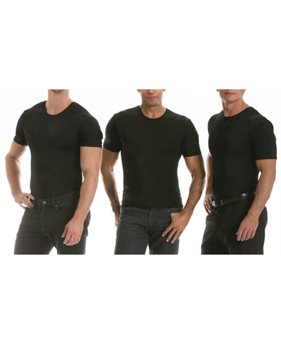 Shop Instaslim Insta Slim Men's 3 Pack Compression Short Sleeve Crew-neck T-shirts In Black