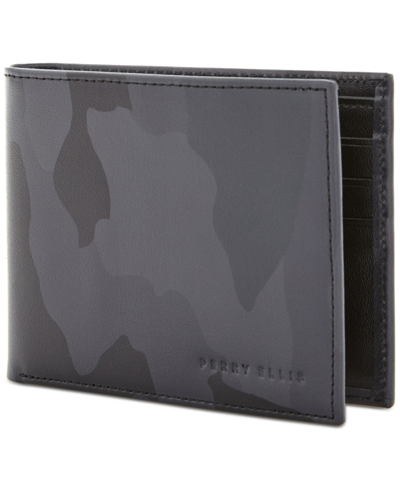 Shop Perry Ellis Portfolio Men's Camo Bi-fold Wallet In Black