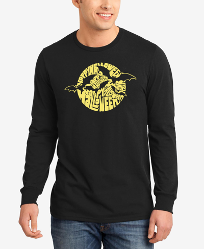 Shop La Pop Art Men's Halloween Bats Word Art Long Sleeve T-shirt In Black
