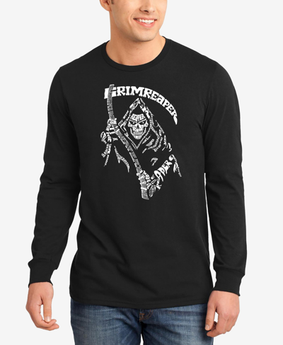 Shop La Pop Art Men's Grim Reaper Word Art Long Sleeve T-shirt In Black