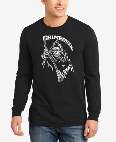 La Pop Art Men's Grim Reaper Word Art Long Sleeve T-shirt In Black