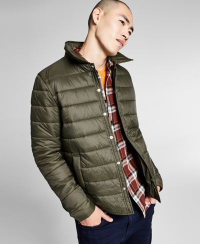 And Now This Men's Lightweight Puffer Jacket In Olive Green | ModeSens