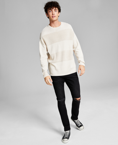 Shop And Now This Men's Textured Stripe Sweater, Created For Macy's In Cream Heather