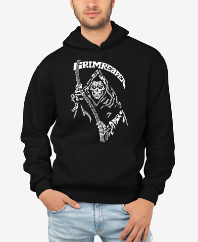 Shop La Pop Art Men's Grim Reaper Word Art Hooded Sweatshirt In Black