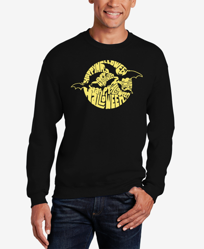 Shop La Pop Art Men's Halloween Bats Word Art Crewneck Sweatshirt In Black