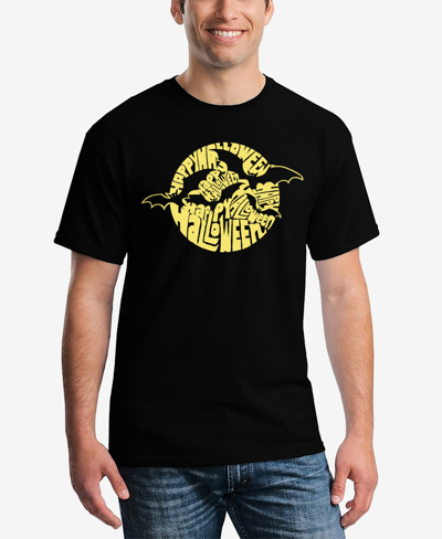 Shop La Pop Art Men's Halloween Bats Word Art Short Sleeve T-shirt In Black