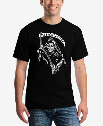Shop La Pop Art Men's Grim Reaper Word Art Short Sleeve T-shirt In Black