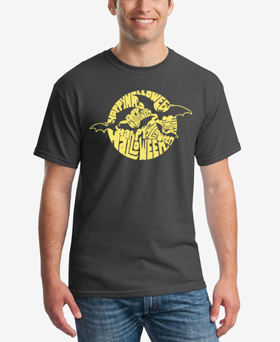 Shop La Pop Art Men's Halloween Bats Word Art Short Sleeve T-shirt In Dark Gray