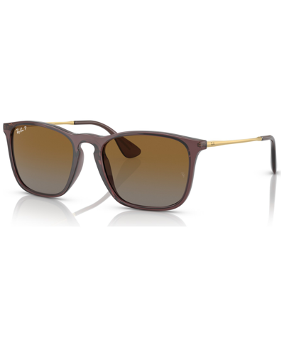 Ray Ban Men's Polarized Sunglasses, Rb418754-yp In Transparent Brown