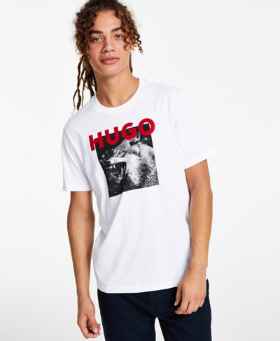 Shop Hugo Boss Men's Regular-fit Dupus Logo Graphic T-shirt In White