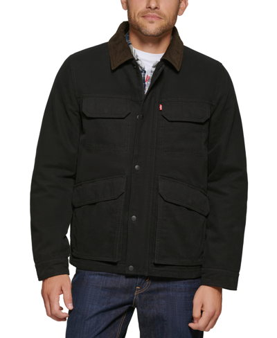Shop Levi's Men's Cotton Workwear Four-pocket Field Jacket In Black