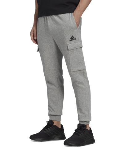 Shop Adidas Originals Men's Essentials Regular Tapered-fit Fleece Cargo Joggers In Mgh