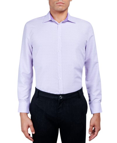 Shop Calabrum Men's Regular Fit Dot Print Wrinkle Free Performance Dress Shirt In Lilac