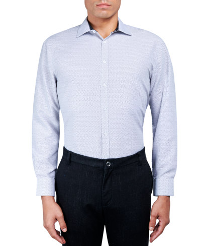 Shop Calabrum Men's Regular Fit Dot Print Wrinkle Free Performance Dress Shirt In Grey
