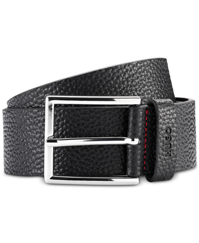 Shop Hugo Men's Giaspo Pebbled Leather Belt In Black