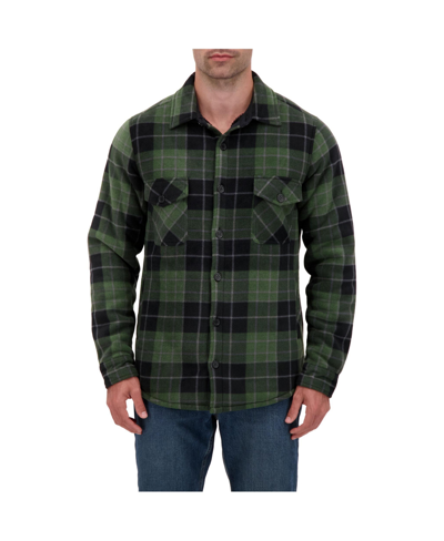 Shop Heat Holders Men's Jax Long Sleeve Plaid Shirt Jacket In Hunter Black