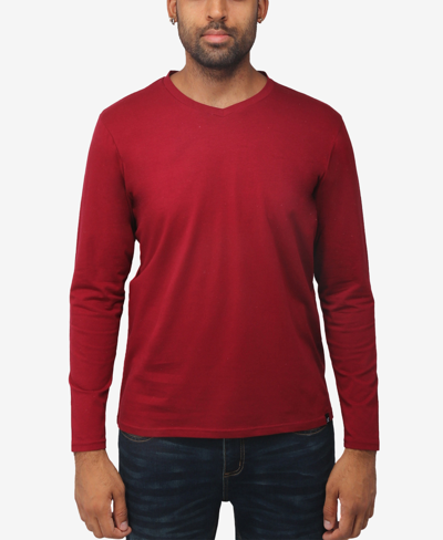 Shop X-ray Men's Soft Stretch V-neck Long Sleeve T-shirt In Burgundy