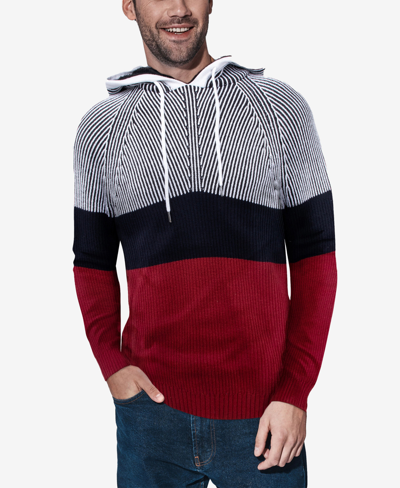 Shop X-ray Men's Color Blocked Hooded Sweater In Red