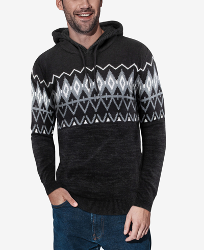 Shop X-ray Men's Color Blocked Pattern Hooded Sweater In Black