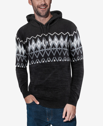 X-ray X Ray Color Block Pattern Hooded Sweater In Black