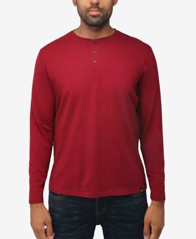 Shop X-ray Men's Soft Stretch Henley Neck Long Sleeve T-shirt In Burgundy