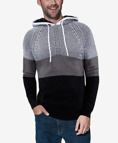 Shop X-ray Men's Color Blocked Hooded Sweater In Gray