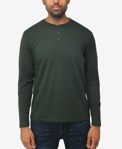 Shop X-ray Men's Soft Stretch Henley Neck Long Sleeve T-shirt In Hunter