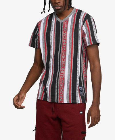 Shop Ecko Unltd Men's Short Sleeves Line Down T-shirt In Pastel Red