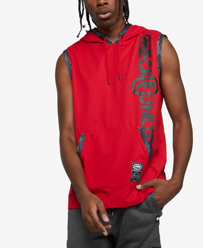 Shop Ecko Unltd Men's Sleeveless Star Hoodie In Red