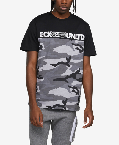 Shop Ecko Unltd Men's Short Sleeves Pieced Plan T-shirt In Gray