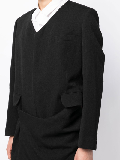 Shop Comme Des Garçons Homme Deux Draped-panel Blazer In Black