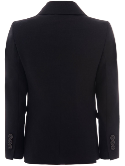 Moustache Peak-lapel Twill Blazer In Black