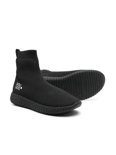 Shop Douuod Side Logo-print High-top Sneakers In Black