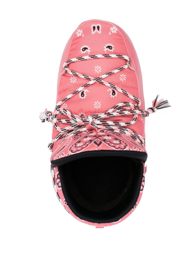Alanui X Moonboot Bandana-print Lace-up Ankle Boots In Pink