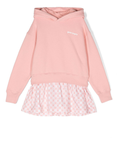 Shop Palm Angels Hooded Long-sleeve Dress In Pink