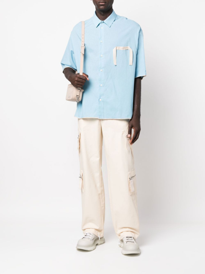 Jacquemus Functional Straight-leg Pants With Multiple Zip Pockets In Neutrals