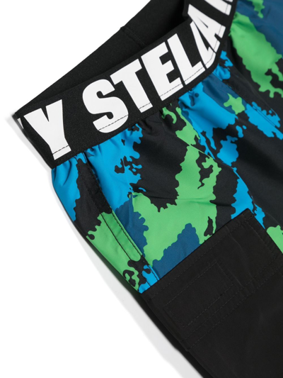 Shop Stella Mccartney Abstract-print Swim Shorts In Black
