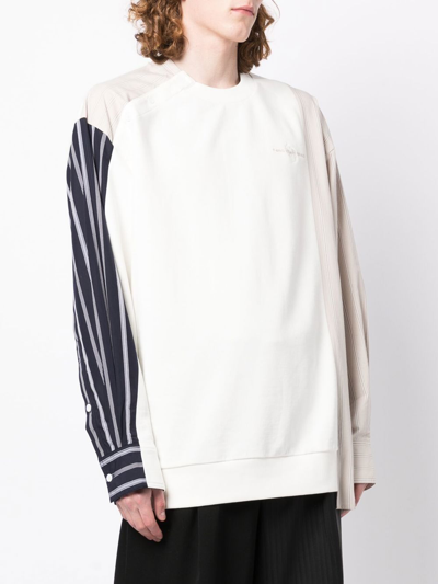 Feng Chen Wang Shirt-panelled Sweatshirt In Neutrals