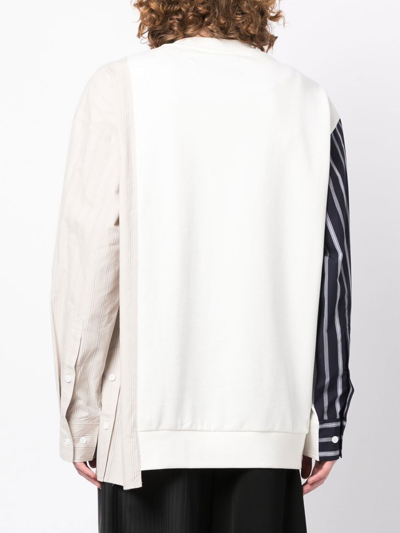 Feng Chen Wang Shirt-panelled Sweatshirt In Neutrals