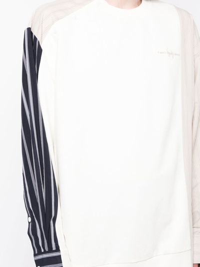 Feng Chen Wang Shirt-panelled Sweatshirt In Neutrals