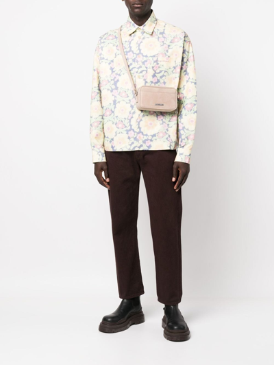 Shop Jacquemus Embroidered-logo Long-sleeve Shirt In Yellow