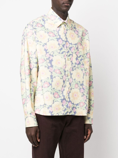Shop Jacquemus Embroidered-logo Long-sleeve Shirt In Yellow